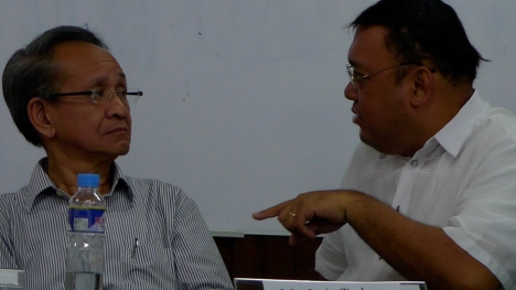 Former UP CMC dean Luis Teodoro and Atty. Harry Roque